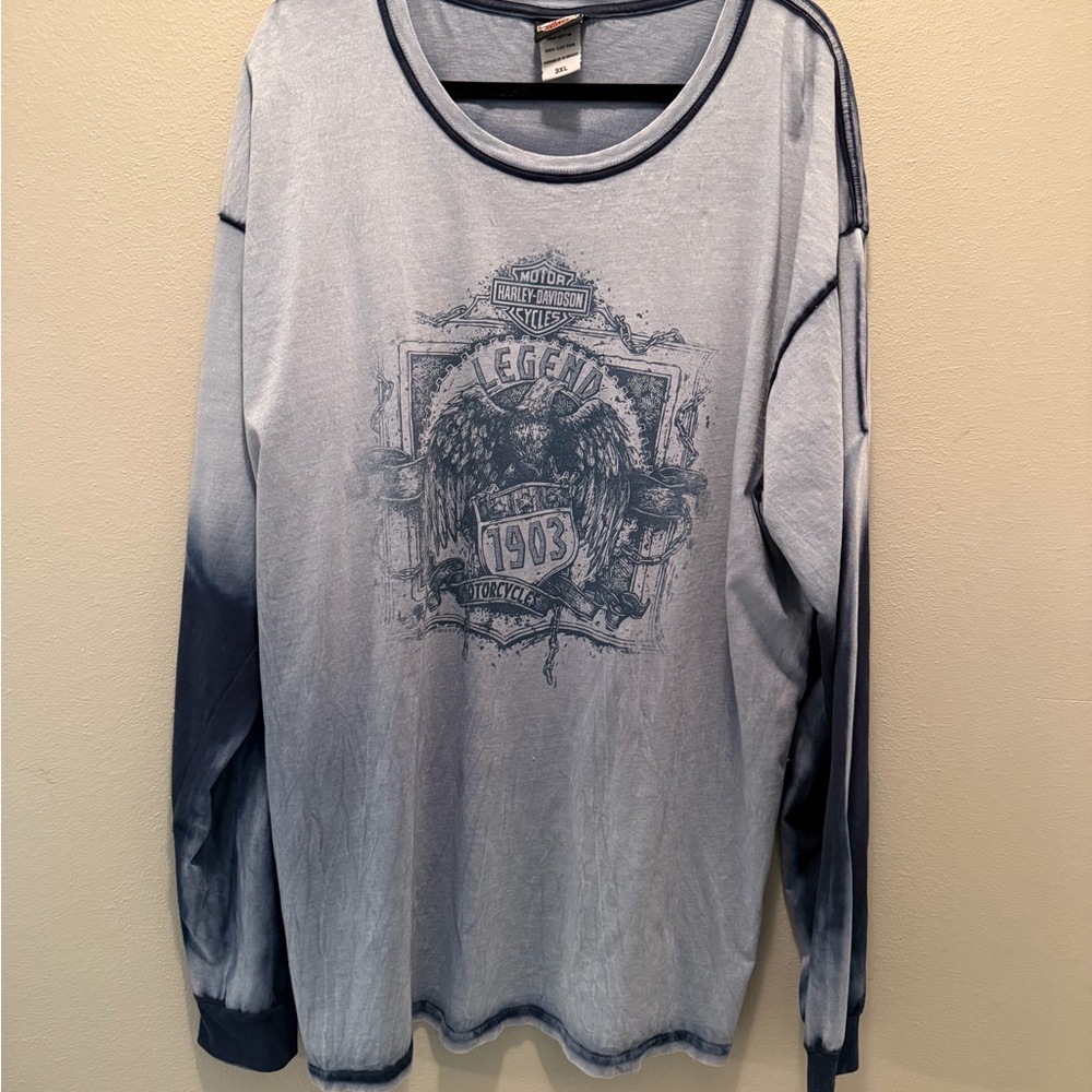 Harley-Davidson Blue and Gray Shirt